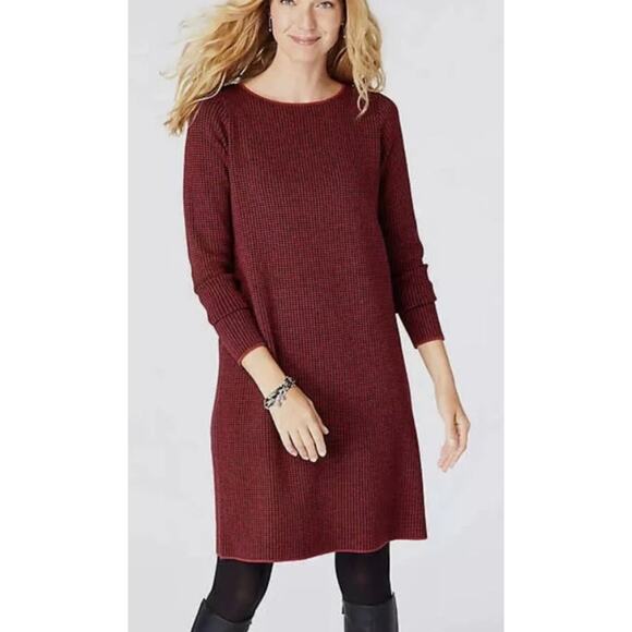 J Jill Houndstooth Sweater Dress Ponte Knit Women's XL Fall Warm Winter Holiday - Picture 2 of 8